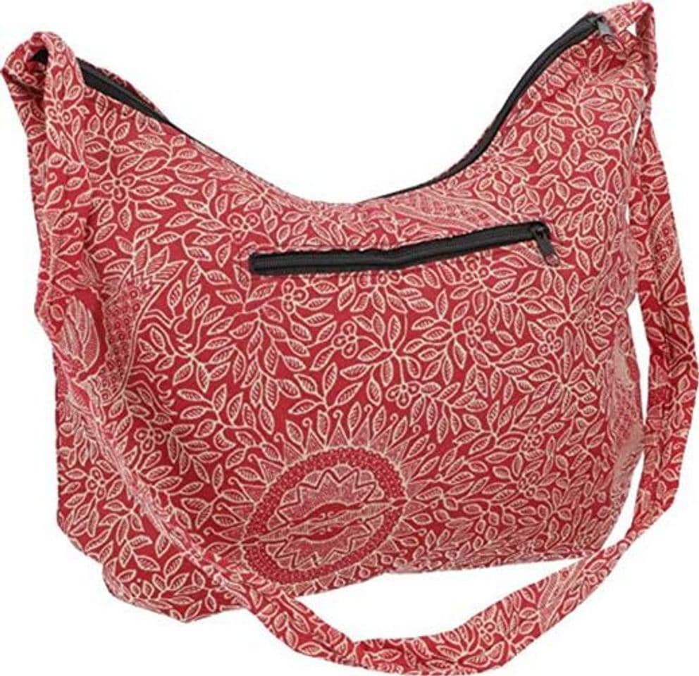 Moda GURU-SHOP Bolso Ethno, Bolso Hippie, Bolso Exótico - Rojo, Unisex - Adultos,