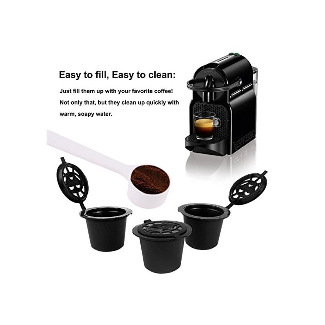 Home 3 CAPSULAS RECARGABLES RELLENABLES REUTILIZABLES PARA CAFETERAS NESPRESSO