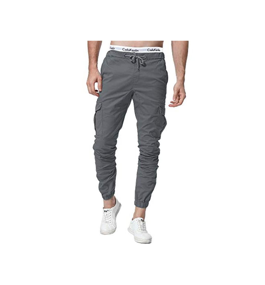 Moda ZOEREA Pantalones Hombre Casuales Deporte Elásticos Joggers Largos Pants con Bolsillos Algodón Slim Fit Cargo Trouser de Hombres