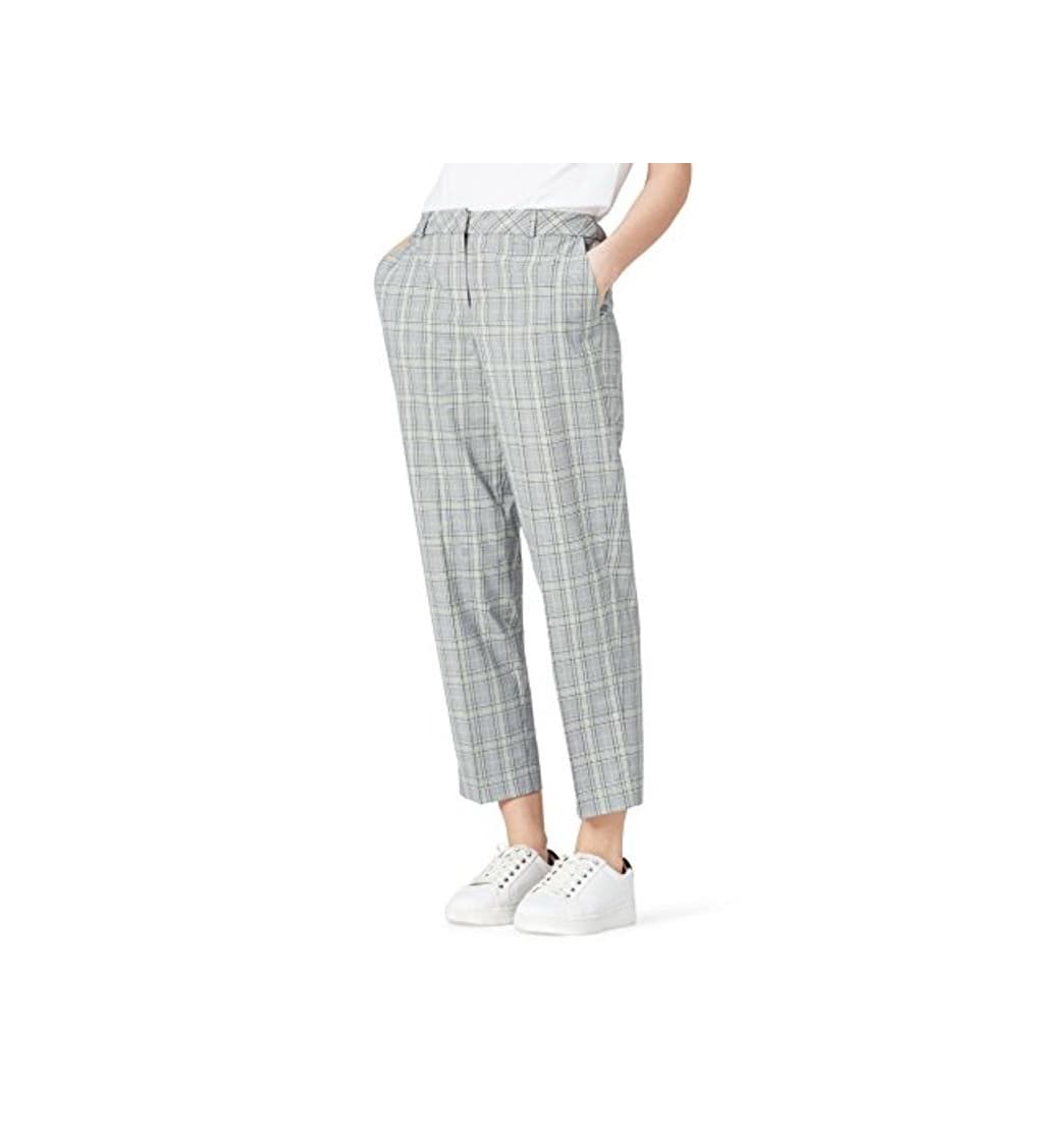 Moda Marca Amazon - find. Pantalones de Cuadros Mujer, Azul