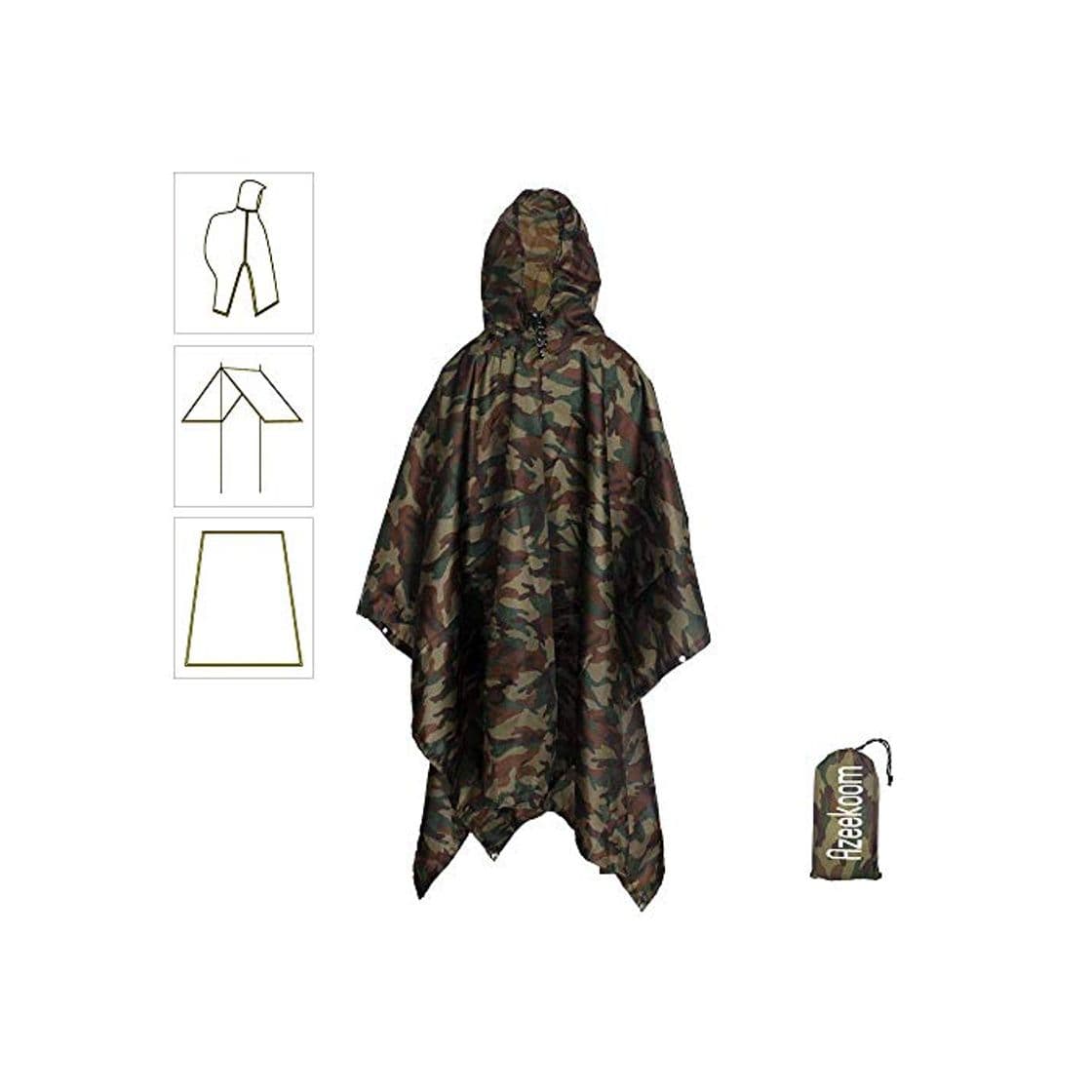 Fashion Azeekoom Poncho de Lluvia Impermeable,3 en 1 Multifuncional Chubasquero Transpirable Ultrafino/Toldo Manta/Estera