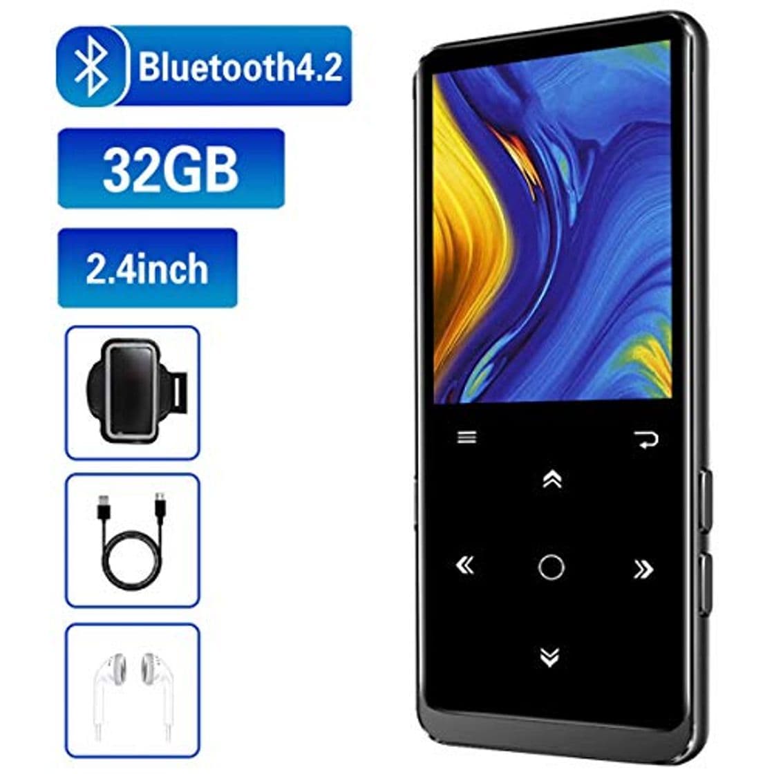 Product 32GB Reproductor  MP3, con Bluetooth 4.2, con Radio FM, Grabación, Pantalla de