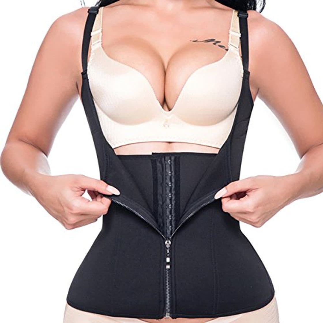 Product MISS MOLY Mujer Fajas Reductoras de Corsé de entrenamiento Underbust Bustiers para Cremallera Chaleco Corsé M