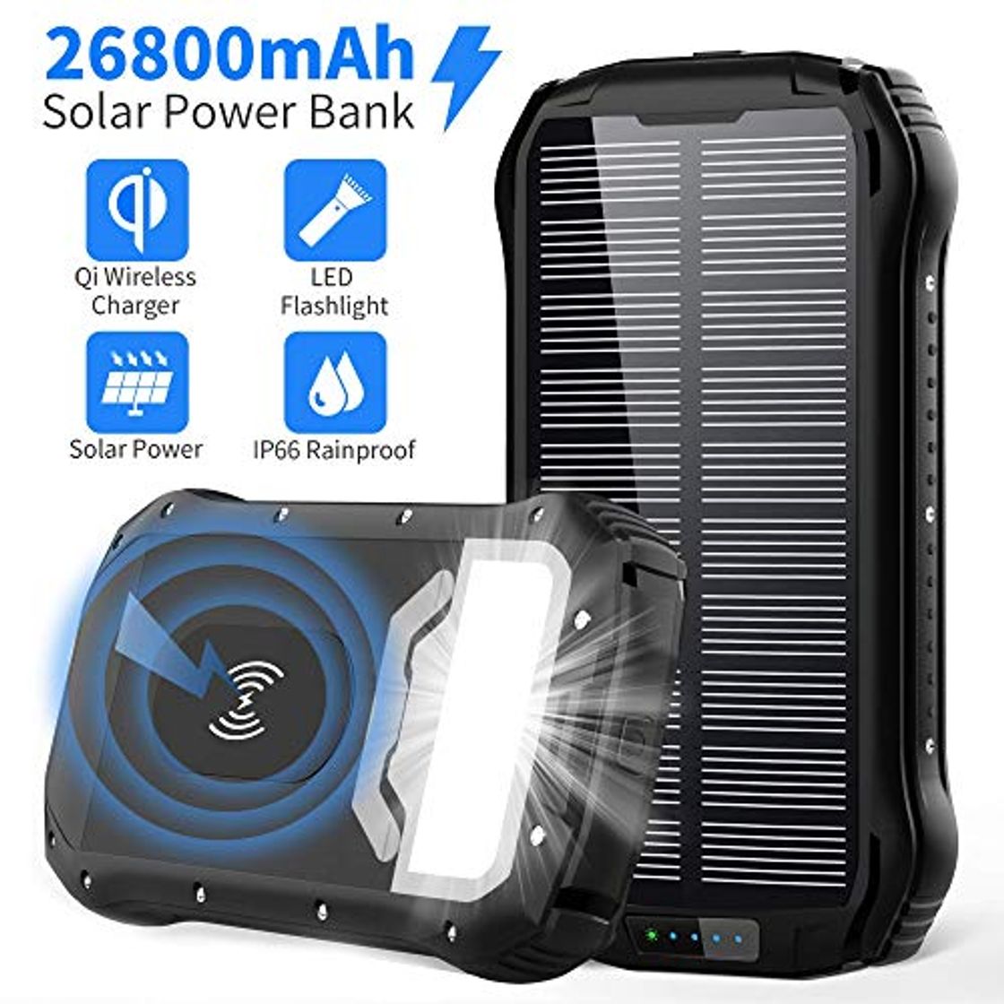 Producto Solar Power Bank 26800mAh Cargador Solar Batería Externa Móvil