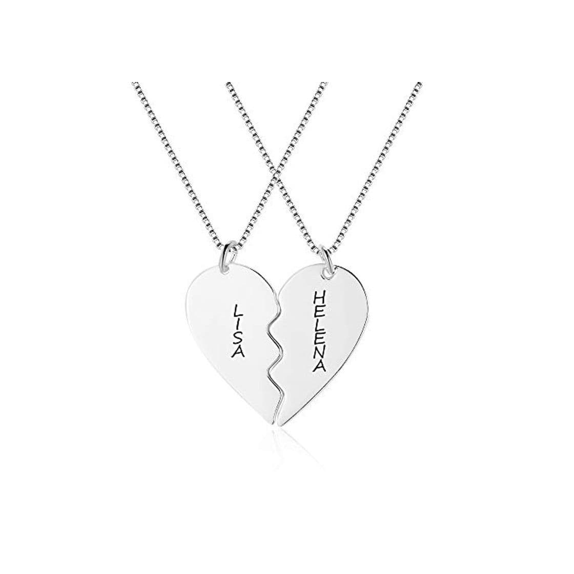 Product XiXi Personalizado Collar Amistad para 2 Collar con Colgante de Corazón para Pareja Amor Eterno Personalizable Plata Collar para Amiga Hombres y Mujeres Mejor Aniversario San Valentín Navidad