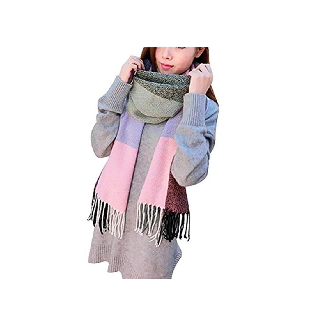 Moda Youson Girl Mujeres caliente Mantas Cozy Pashmina bufanda larga tartán enrejado mantón