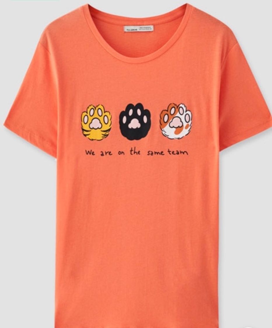 Moda T-shirt com ilustração de patas de gatinhos 