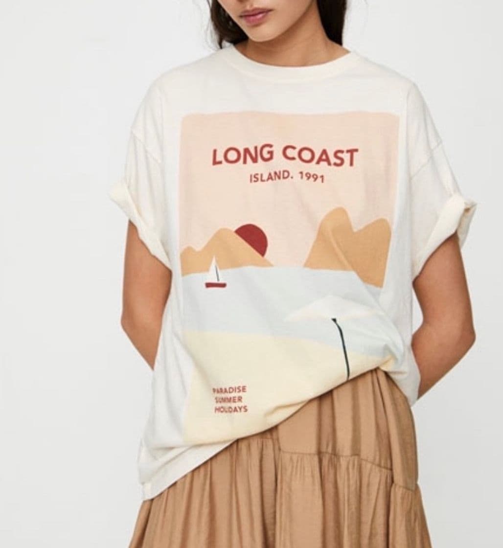 Moda T-shirt com ilustração de paisagem Sunset