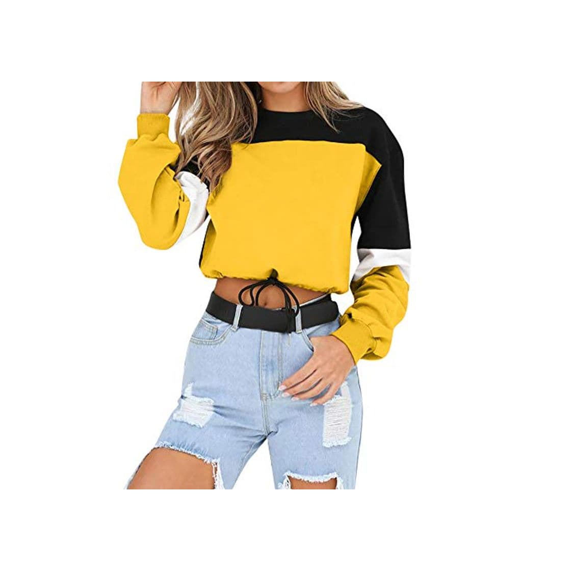 Product Overdose Sudadera para Mujer De Manga Larga Empalme Color Moda Sudadera Pullover