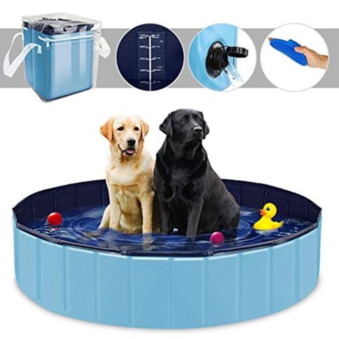 Producto YAOBLUESEA Piscina para Perros, 160x30 CM Piscina para Perros Bañera Plegable para