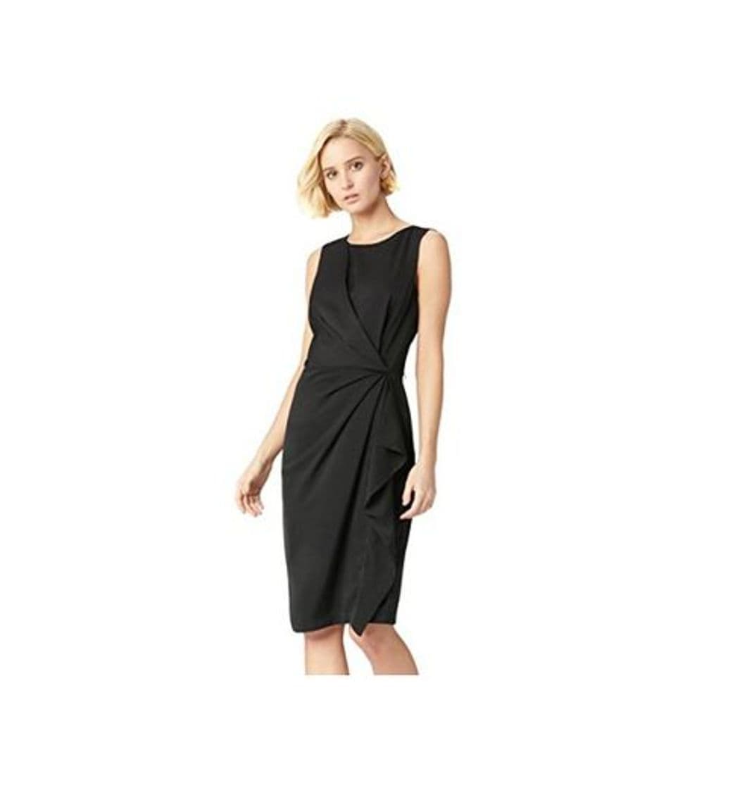 Producto Marca Amazon - TRUTH & FABLE Vestido Túnica Detalle Retorcido Mujer, Negro