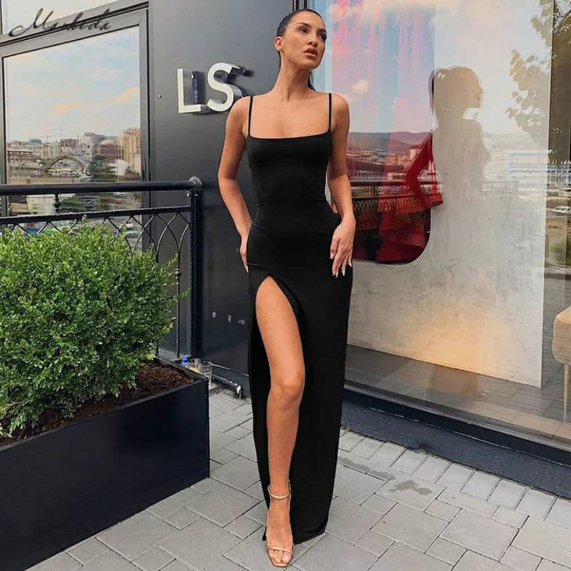 Moda Macheda vestido sexy com alça espaguete