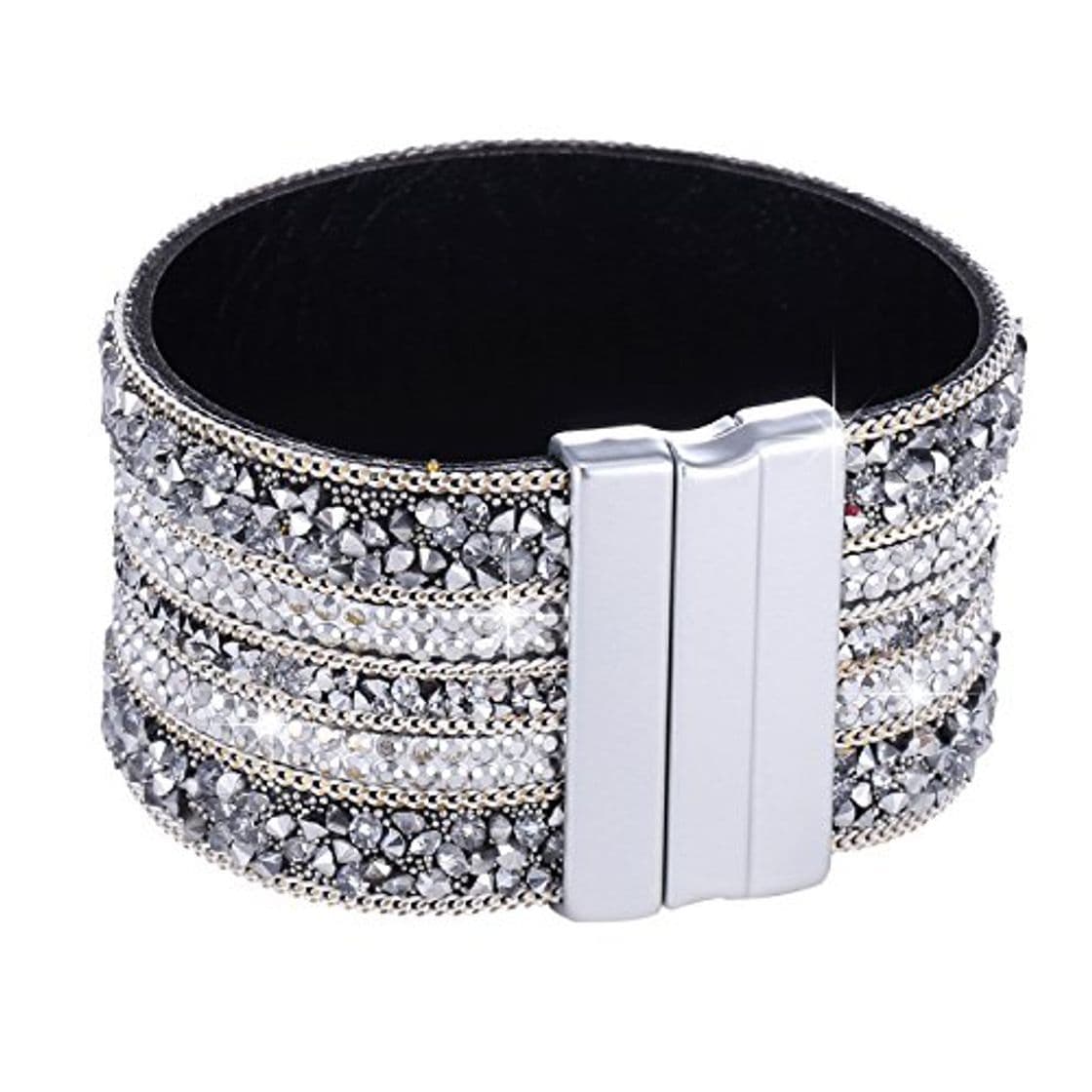 Producto Morella Mujeres Pulsera Brillante Ancho refinada con Piedras de Zirconia y Cierre magnético Blanco Plata