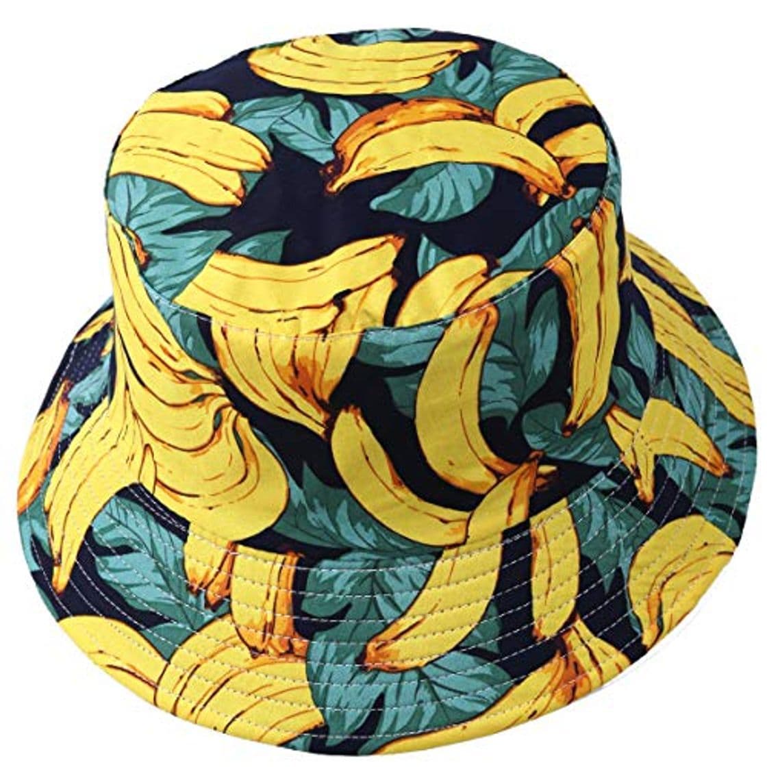 Fashion Sombrero reversible para mujer con estampado de frutas para hombre Amarillo Amarillo Plátano Talla única