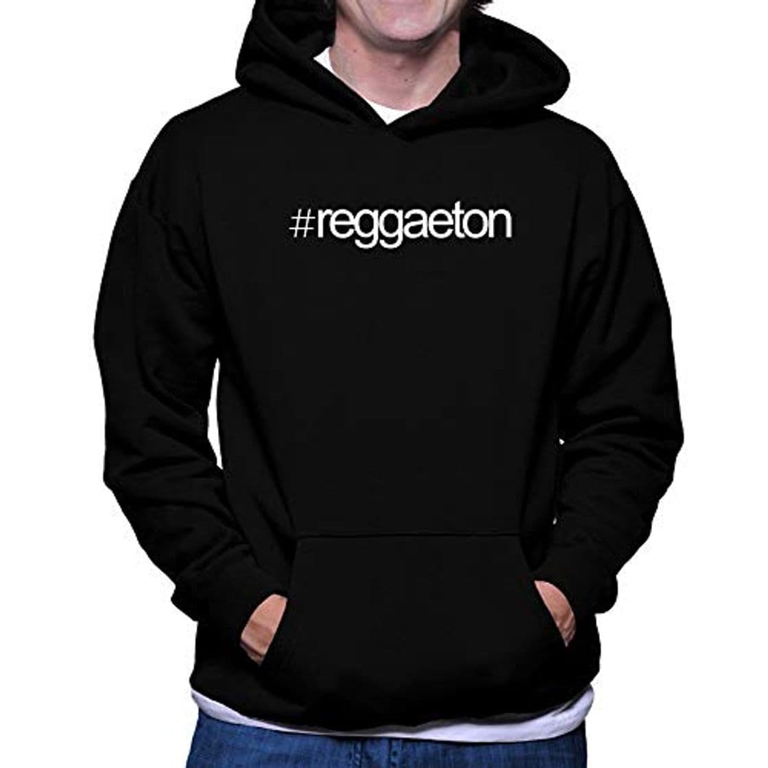 Moda Teeburon Hashtag Reggaeton Bold Text Sudadera con Capucha M