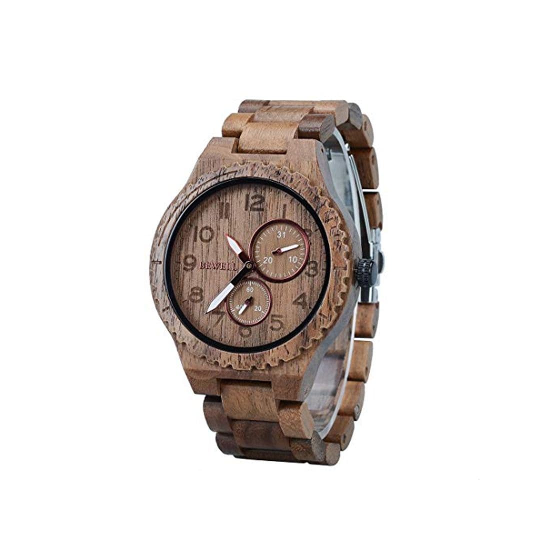 Product BEWELL Relojes Madera Hombre Analógico Cuarzo Japonés con Correa de Madera Fecha