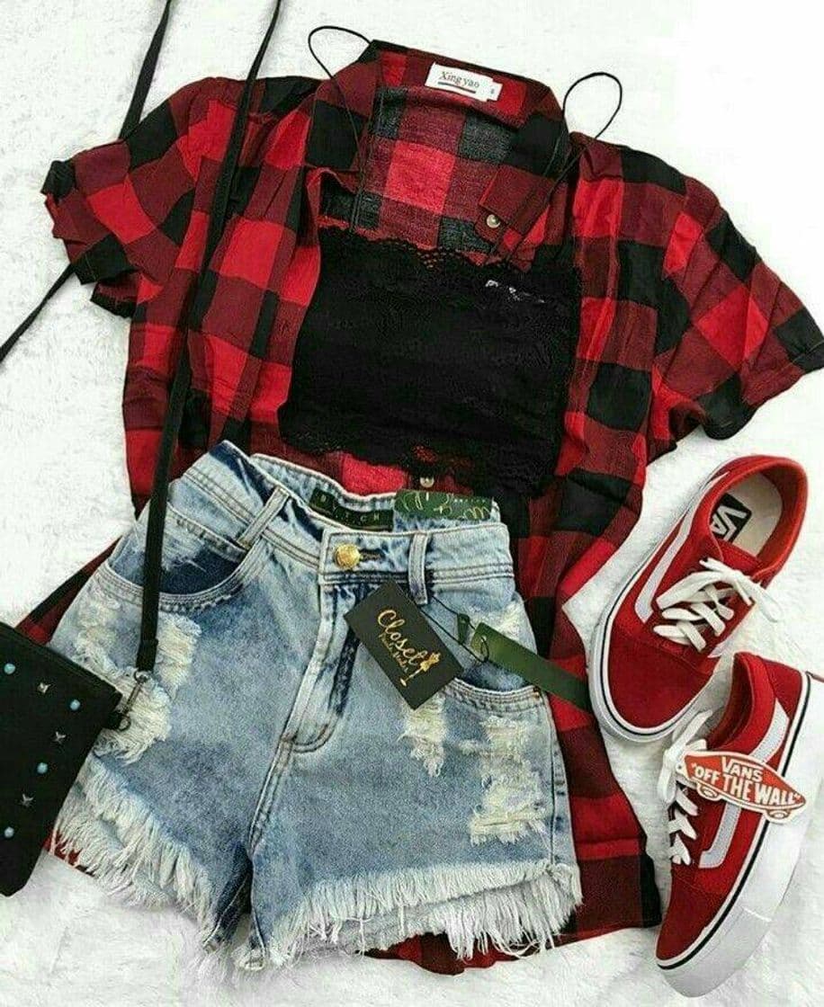 Moda Look com camisa xadrez❤