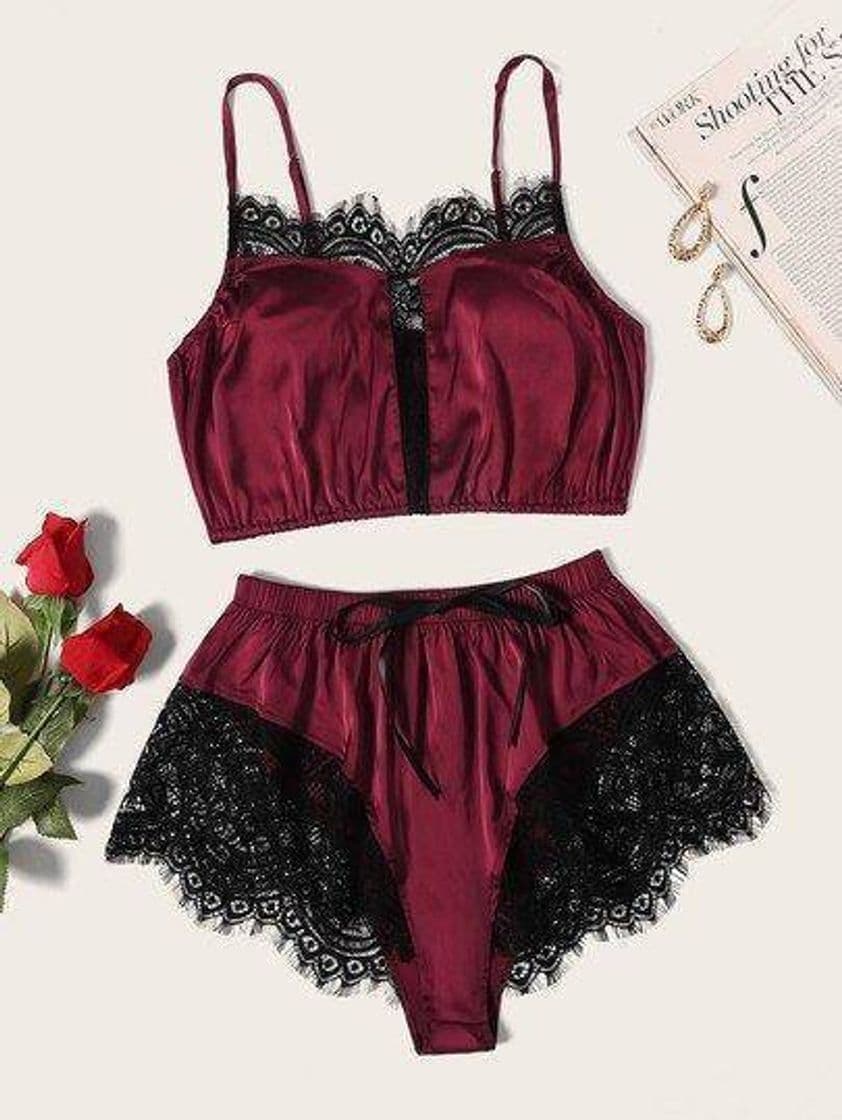 Moda TIFIY Mujer Sexy Seda De Cetim Plus Size Bra Shorts Set Lingerie