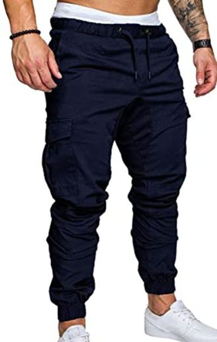 Product SOMTHRON Hombre Cinturón de cintura elástico Pantalones de chándal de algodón largo