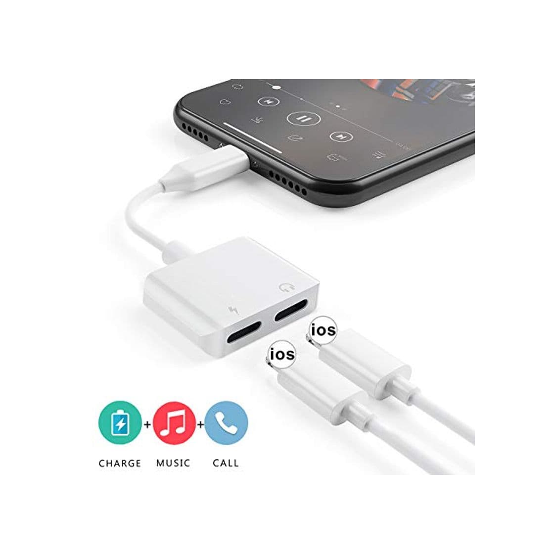 Producto Adaptador de Conector de Auriculares para iPhone 7 Cable de Audio AUX