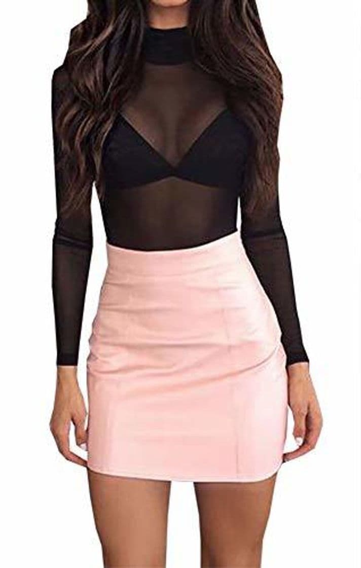 Producto Loalirando Crop Top Sexy Mujer Manga Larga Top Corto Transparente Slim Chic