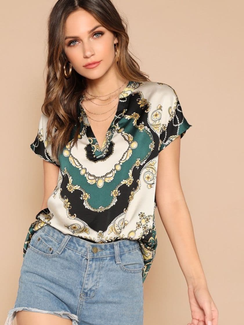 Moda Blusa con estampado