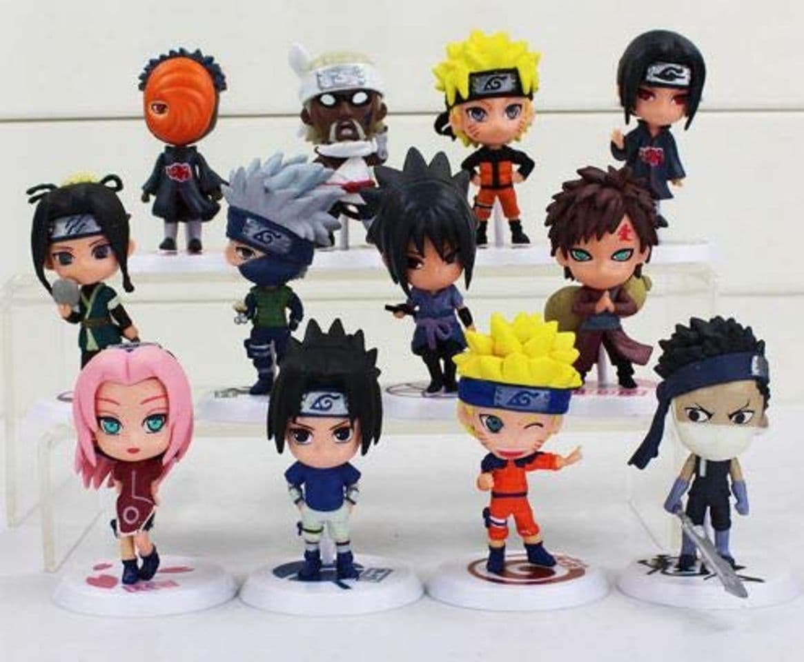 Producto League Of Loveliness Lote 12 Figuras de Naruto Shippuden PVC Personajes Sasuke kawashi Sakura Gaara Itachi Obito Madara Killer Bee Mini 7cm