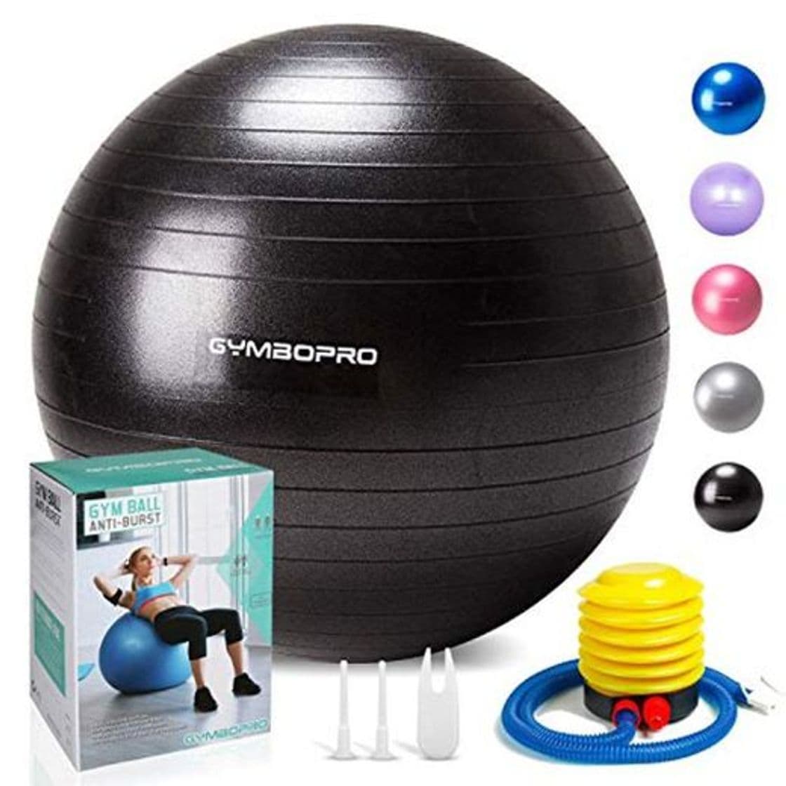 Product GYMBOPRO Fitness Pelota de Ejercicio,Bola Suiza con Bomba de Inflado,Bola de Yoga