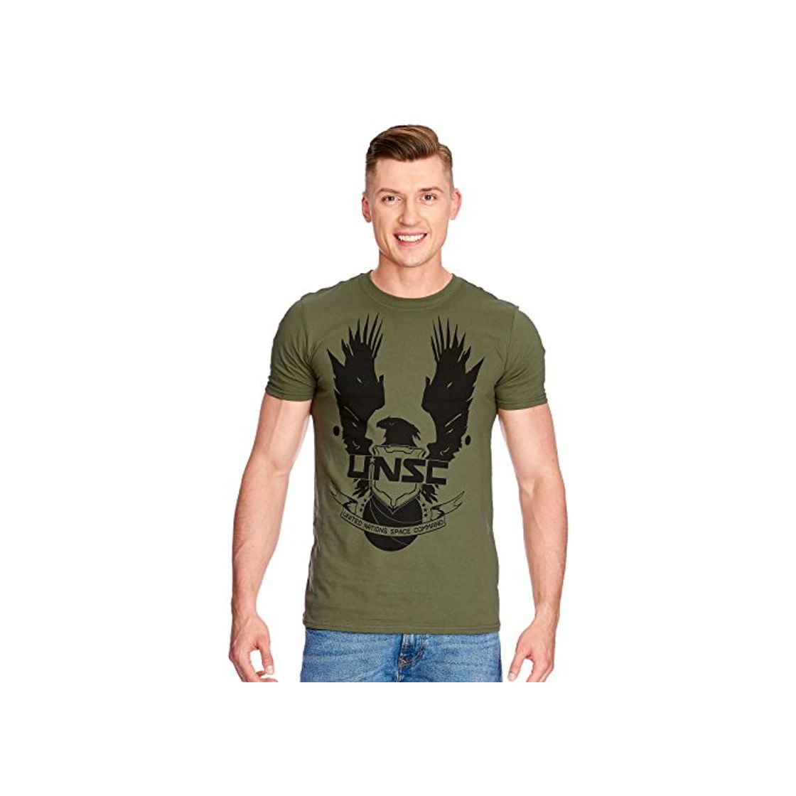 Moda Halo de la Camiseta para Hombre del Logotipo Verde de algodón UNSC