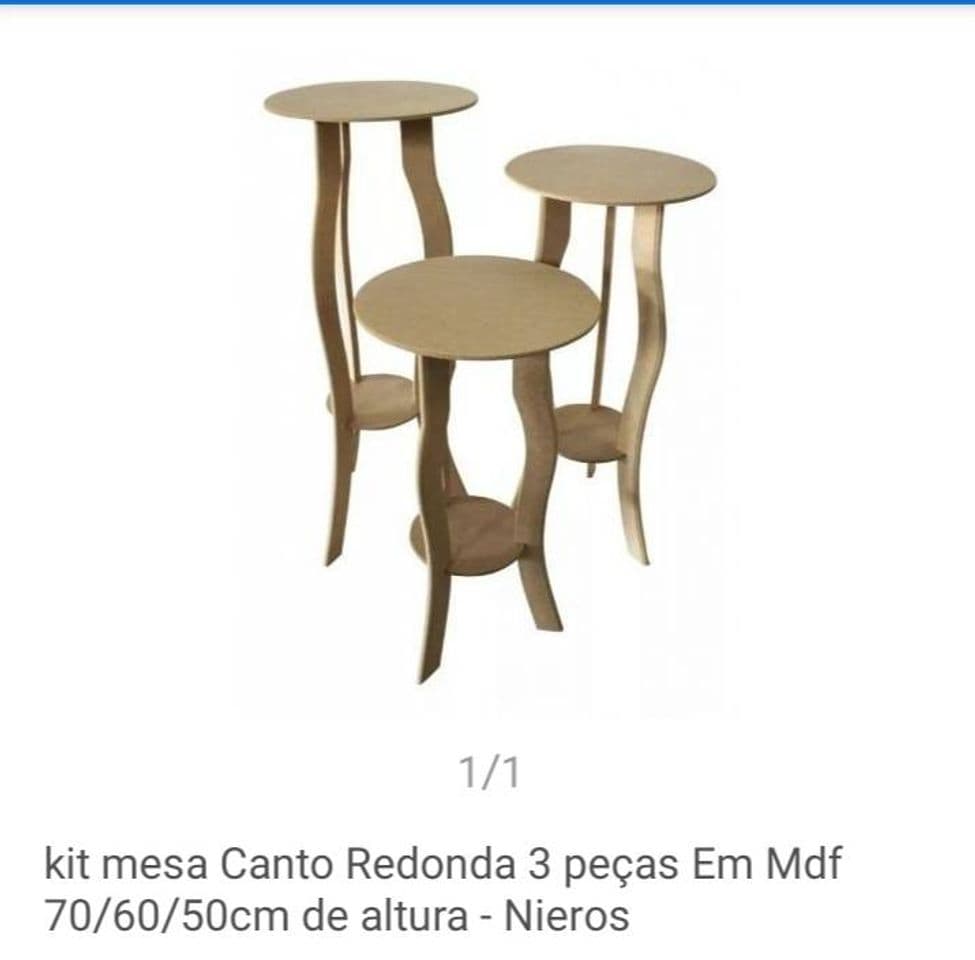 Fashion kit mesa Canto Redonda 3 peças Em Mdf 70/60/50cm de altura ...