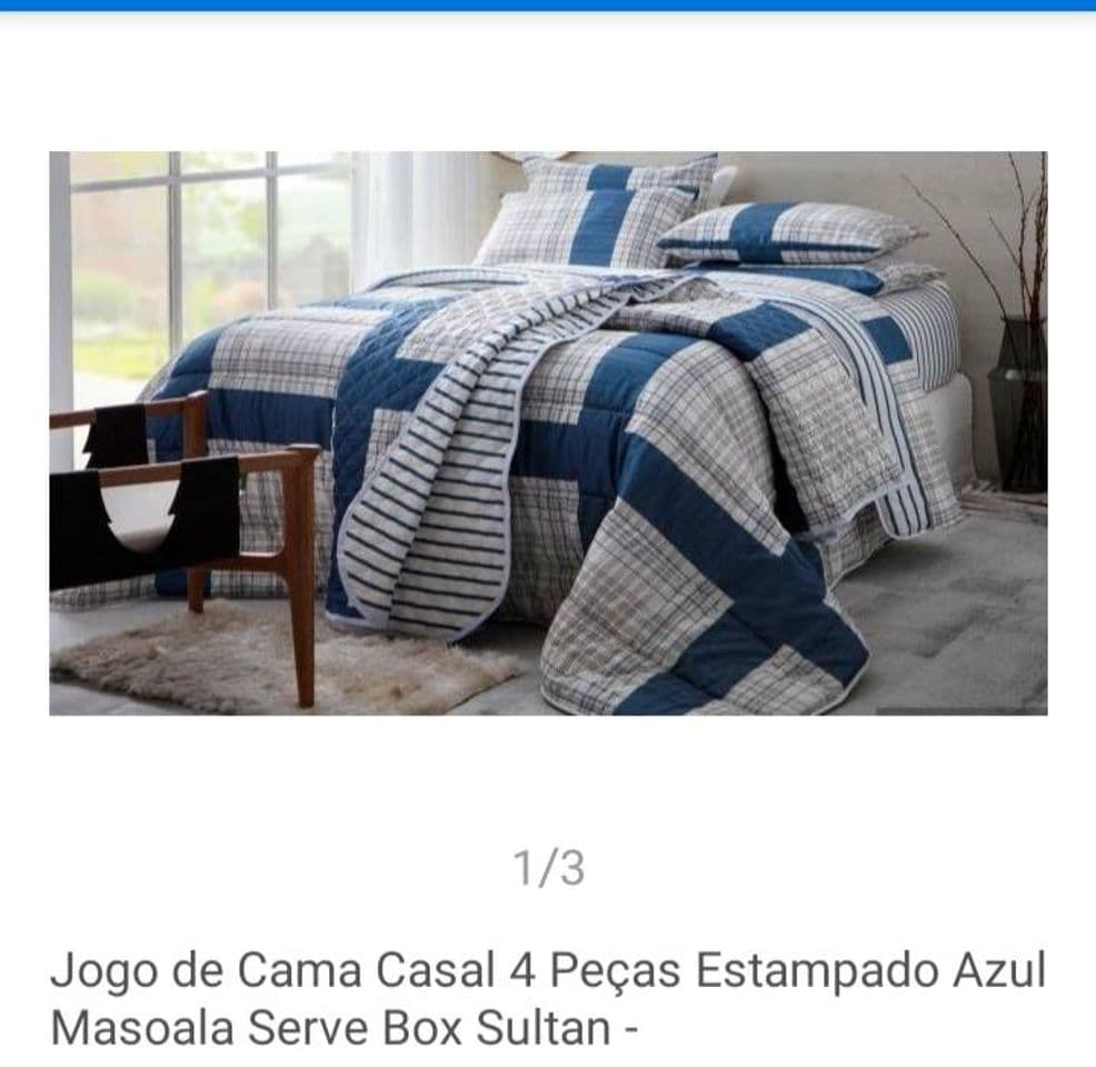 Fashion Jogo de Cama Casal 4 Peças Estampado Azul Masoala Serve Box ...