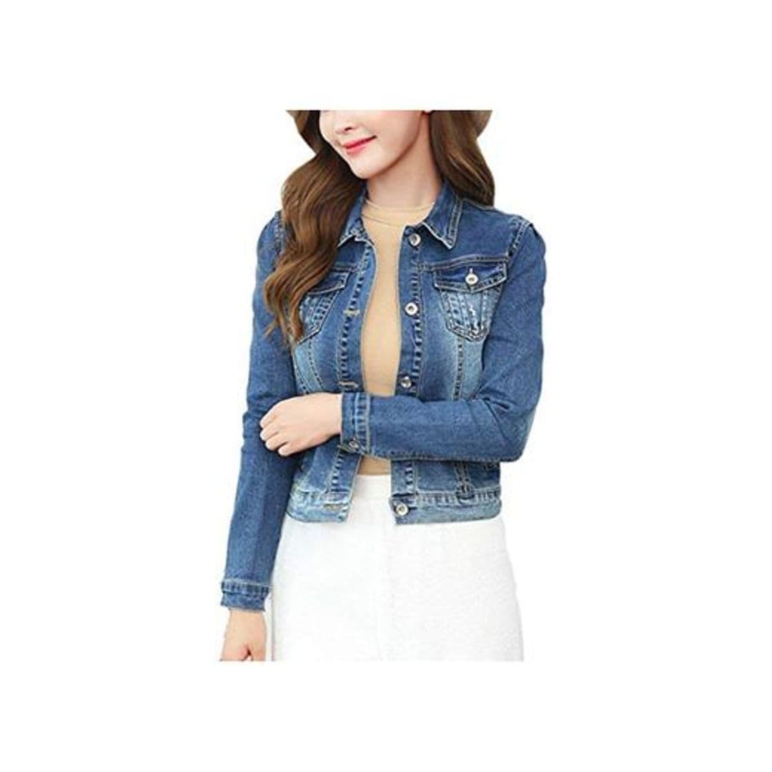 Producto LaoZanA Mujer Chaqueta De Mezclilla Jean Abrigo Talla Grande Chaquetas Blazer Azul 5XL