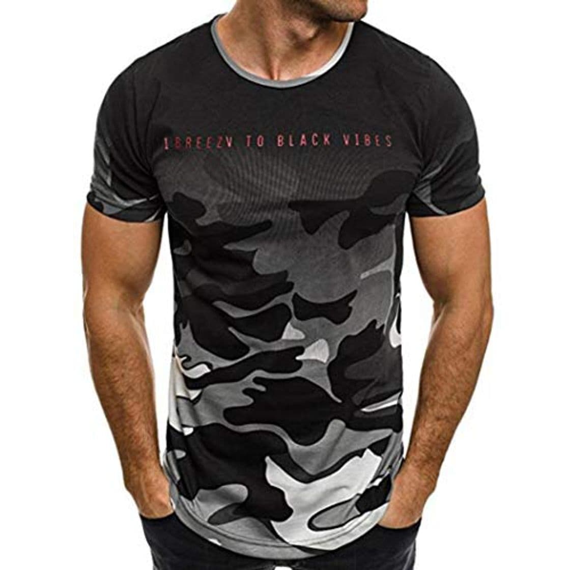 Fashion JURTEE Camiseta De Camuflaje Hombre Militares Cuello Redondo Remera Deporte Camisa De Manga Corta Slim Fit Casual Tops Blusa