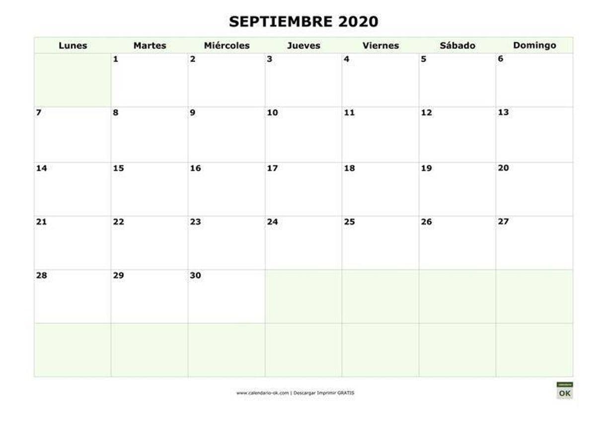 Fashion Calendario septiembre 