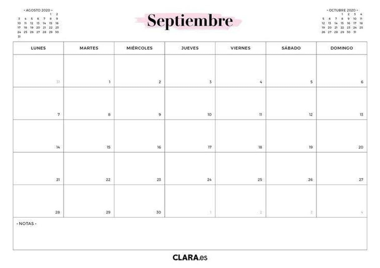 Fashion Calendario septiembre 