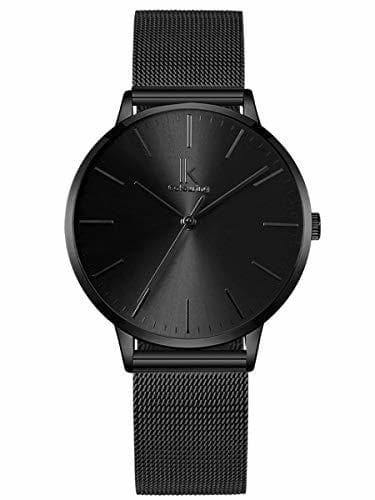 Producto Alienwork Reloj Mujer Relojes Acero Inoxidable Banda de Malla Metálica Negro Analógicos