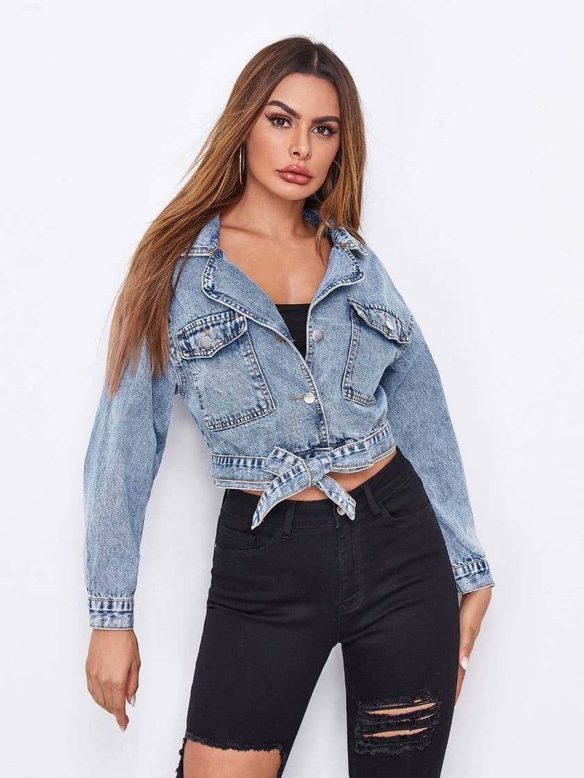 Moda Chaqueta de denim con moño