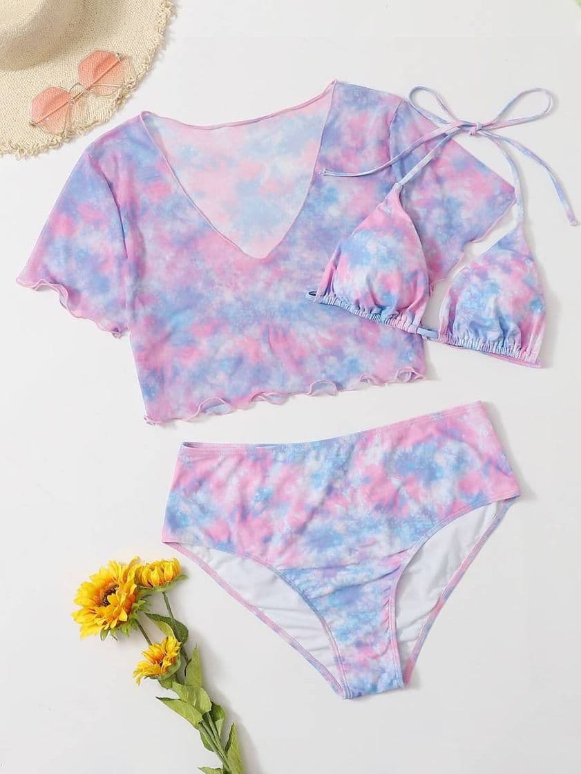 Moda 💠Traje de baño tie dye 3 piezas