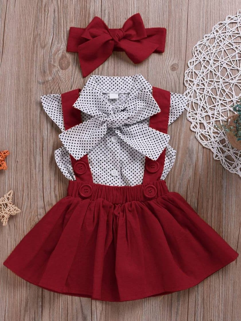 Moda 💠Set de 3 piezas: falda, camisa, headband