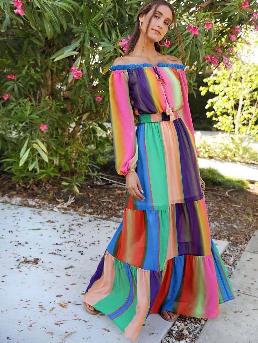 Moda 💠Vestido a rayas multicolor