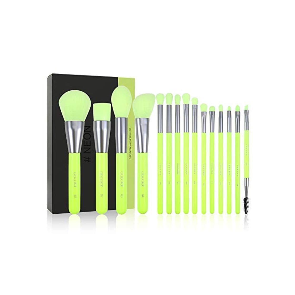 Producto Docolor Makeup Brushes Set Neon Green 15Pcs Premium Premium Synthetic Kabuki Foundation