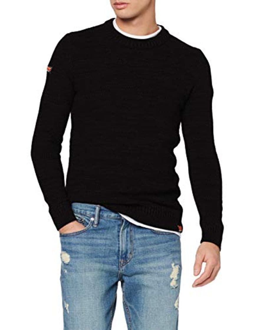 Fashion Superdry Keystone Crew suéter, Negro