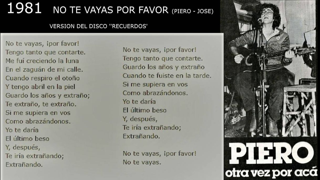 Music PIERO - NO TE VAYAS POR FAVOR 