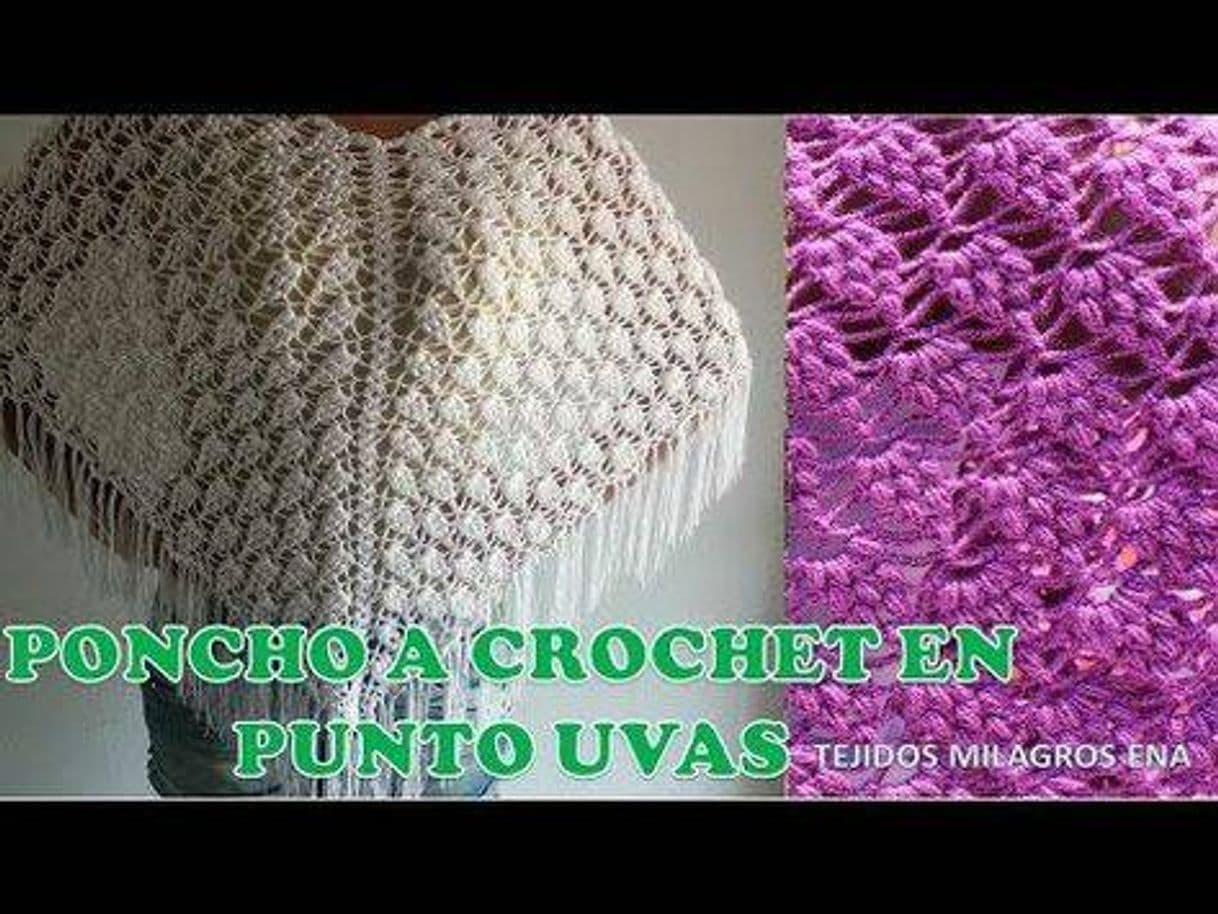 Moda Poncho tejido a crochet para mujer en punto de uva. 