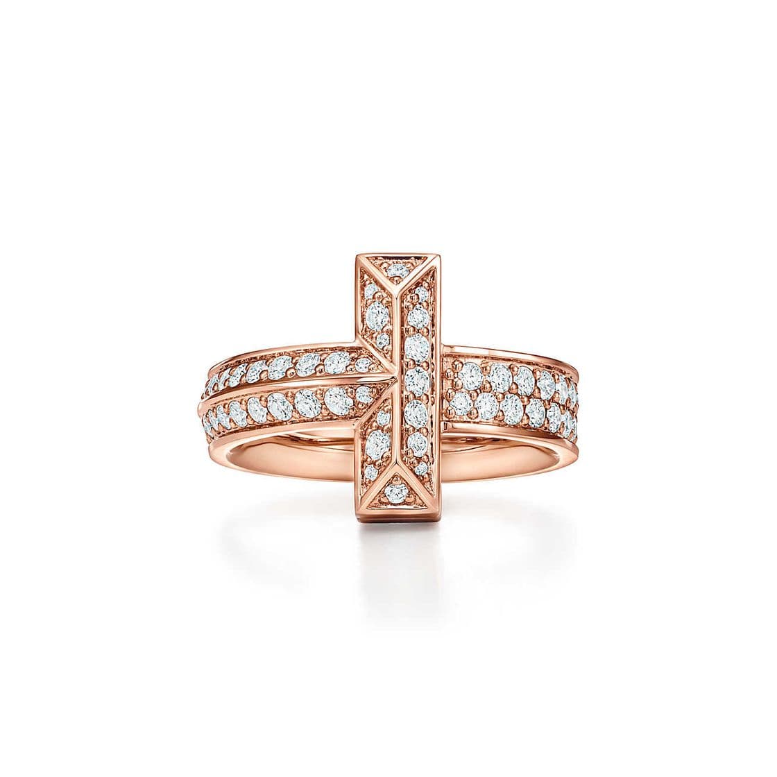 Moda Tiffany T T1 wide diamond ring in 18k rose gold. | Tiffany & Co.