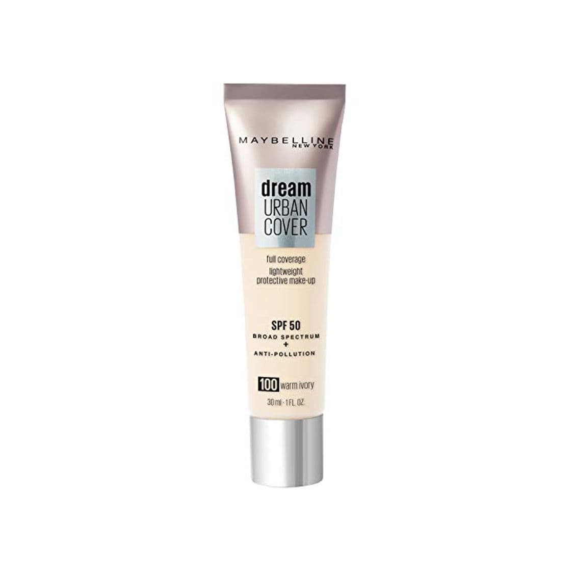 Producto Maybelline New York Dream Urban Cover Tono 100 Warm Ivory Base de Maquillaje con Spf 50 y Antioxidantes 21 g