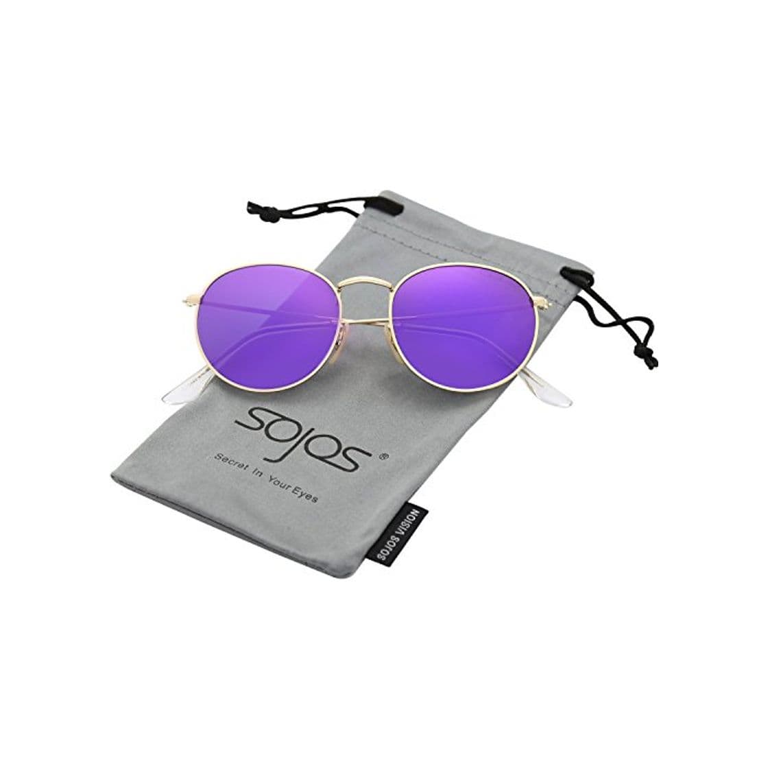 Fashion SOJOS Redondo Clásico Espejo Lentes Brillo UV Portección Polarizado Unisex Gafas De