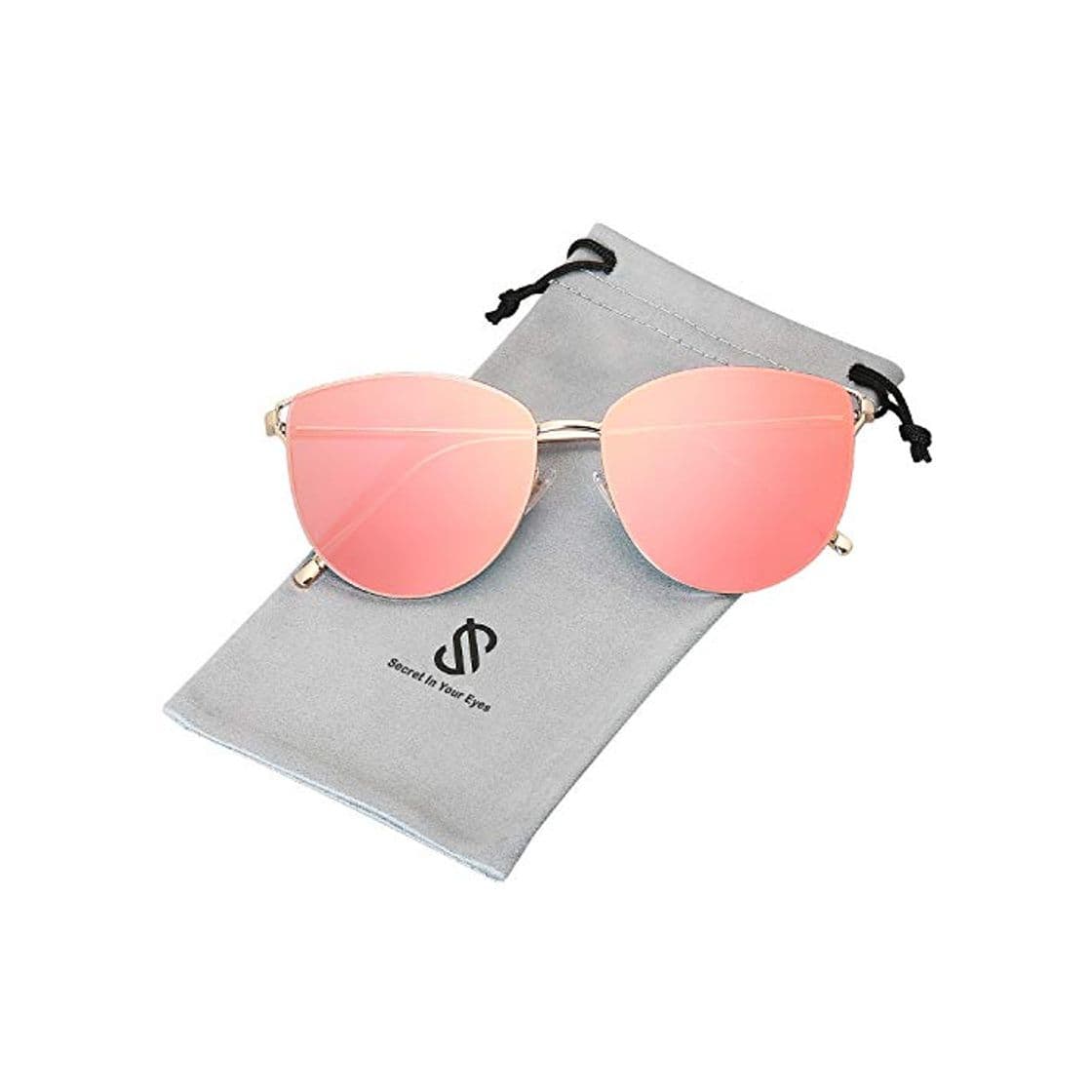 Fashion SOJOS Gafas De Sol Redonda Ojo De Gato Retra Plana Mujer Metal