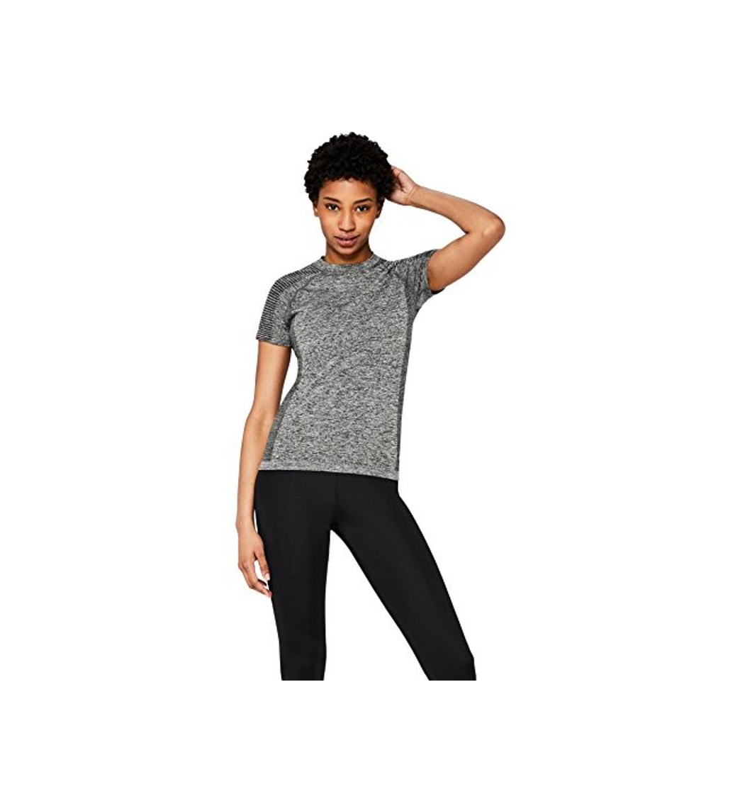 Fashion Marca Amazon - AURIQUE Camiseta Deportiva sin Costuras Mujer, Gris