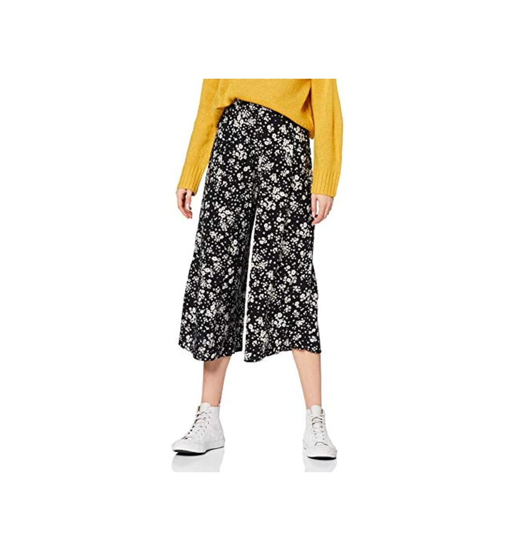 Moda New Look Rosaline Ditsy Pleat Crop:9:s10 Pantalones, Negro